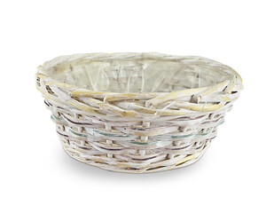Obraz premium Wicker basket with handle. Basket for fruit, mushrooms, picnic