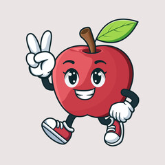 Apple Mascot Illustration Vector Vector.Apple character vector icon isolated on white background