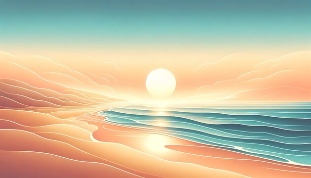 Gradient color background image with a tranquil seaside dawn theme