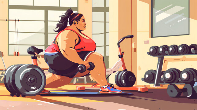 fat woman workout vector
