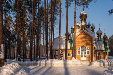 church in winter, in a forest, Siberia