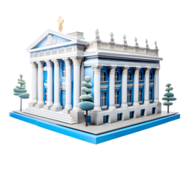 Transparent Bank Model, Isolated PNG