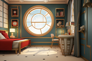 A childrens room inspired by Art Deco ocean 