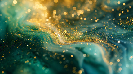 green golden sparkling abstract background smoke