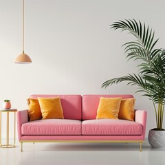 modern colorful living room with sofa and empty space for text or painting
