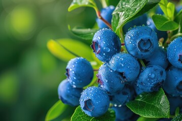 A shrub with a number of blueberries. Generative Ai.