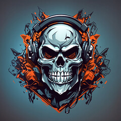 Vector skull with headphone esports