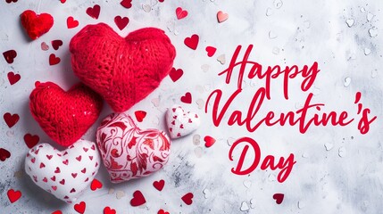"Happy Valentine's Day" background with hearts made with Ai generative technology