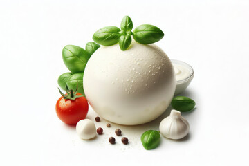 Mozzarella cheese isolated on solid white background. ai generative