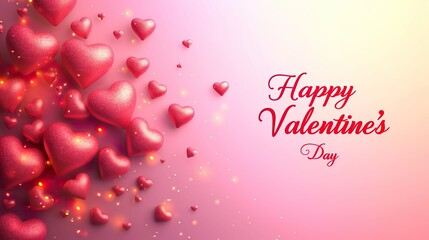 "Happy Valentine's Day" background with hearts made with Ai generative technology
