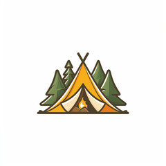 Flat modern logo design of a tent