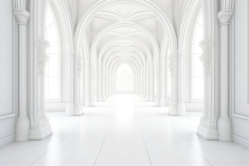 Fototapeta na wymiar 3D rendering corridor pillars background,3d render of a corridor with columns, 3d rendering white corridor pillars background AI generated