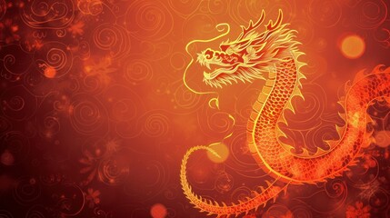 Chinese New Year 2024 Year of the Dragon banner with original colors of this year, Chinese dragon design