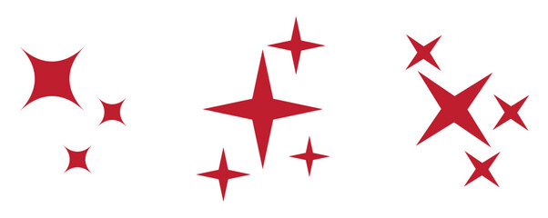 Fototapeta premium Sparkle stars vector icon set red