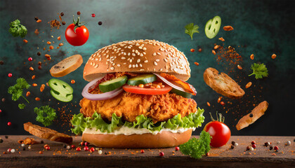 Crispy Fried Chicken Burger - Fresh and Delicious