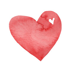 Watercolor red hearts. Valentine's Day. Colorful watercolor romantic texture. Llovely card