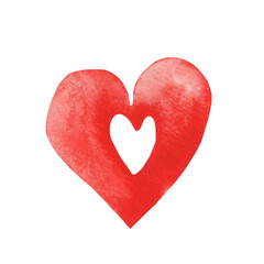 Watercolor red hearts. Valentine's Day. Colorful watercolor romantic texture. Llovely card