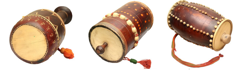 musical instrument damaru known as dugdugi in bangladesh - obrazy, fototapety, plakaty