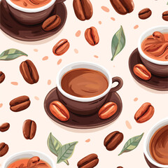 Watercolor cocoa vector pattern vector icon cute cart