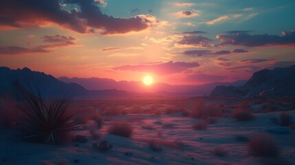 Sunset in rocky deserts and clouds wallpaper desktop backgrounds,