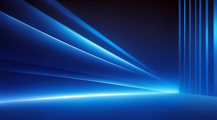 Abstract blue light lines on dark background. Futuristic technology style.