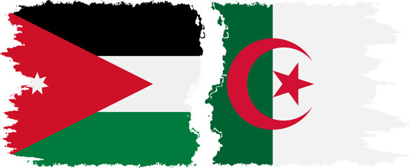Algeria and Jordan grunge flags connection vector