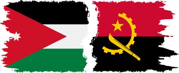 Angola and Jordan grunge flags connection vector