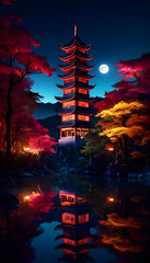 japanese temple in night