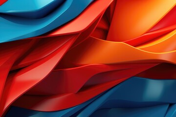 Close-Up of Vibrant Red, Blue, and Orange Background, Modern 3D Texture Abstract Bright Colors Geometry Orange Blue Red Background, AI Generated