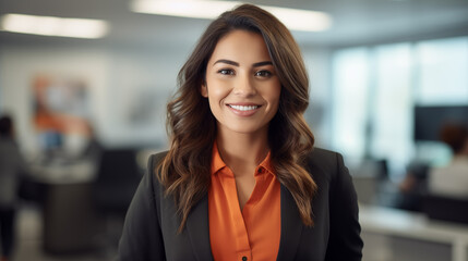 Obraz premium Finance manager female with office background