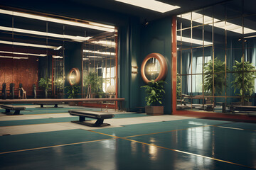 A gym space with an Art Deco inspired yoga studio - obrazy, fototapety, plakaty