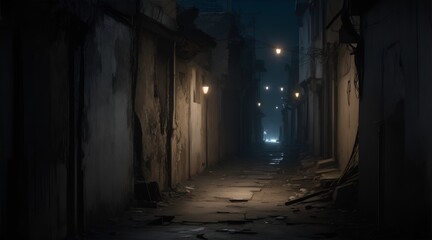Fototapeta na wymiar dark alley in the night