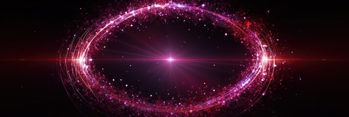 Fototapeta na wymiar Ruby glitter circle of light shine sparkles and amethyst spark particles in circle frame