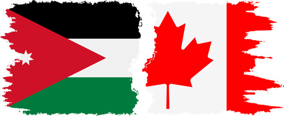 Canada and Jordan grunge flags connection vector