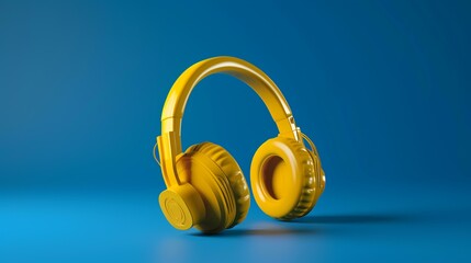 headphones on blue background