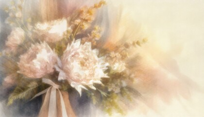 落ち着いた美しさのある花束のイラスト