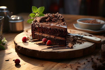 a healthy chocolate cake low calorie - obrazy, fototapety, plakaty