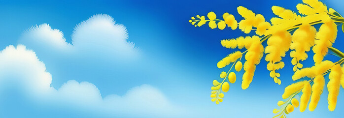 Fototapeta na wymiar Yellow mimosa. 8 march day background, mimosa is traditional flowers for international women's day 8 of march.