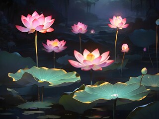 pink lotus flowers on lake