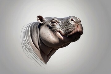 Hippopotamus Head Close Up in Wildlife Nature