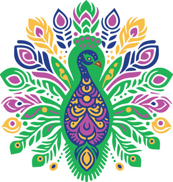 Colorful Peacock Vector Art