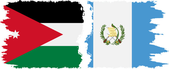 Guatemala and Jordan grunge flags connection vector