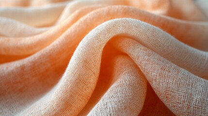 Natural Linen Texture: Peach Fuzz with Realistic Fabric Appearance, Subtle Shadows for Depth - High-Quality Textured Background for Design and Decor