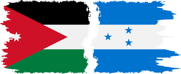 Honduras and Jordan grunge flags connection vector