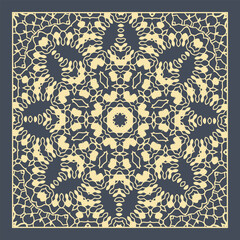 Openwork contour ornament. Design to create a card, square decorative base, wall decoration or other project. Version No. 4. Vector illustration