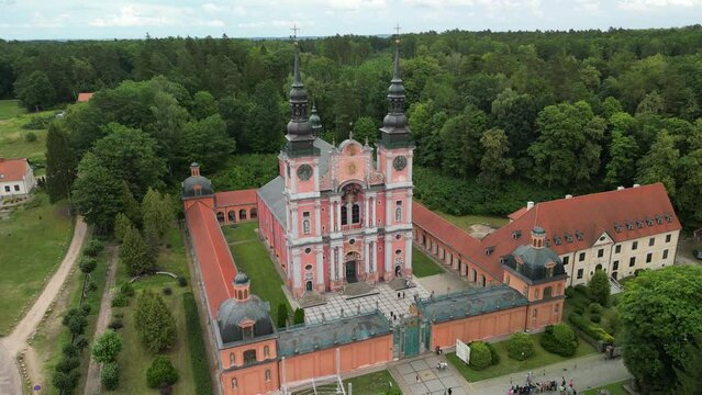 Saint Lipka, Warmia - Masuria Province, Marian sanctuary, Basilica of the Visitation of the Blessed Virgin Mary in Holy Linden, aerial view