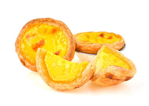 Sweet Baked Egg tart isolated on white background,