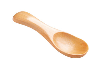 New Clean and empty wooden spice Spoon isolated on a white background