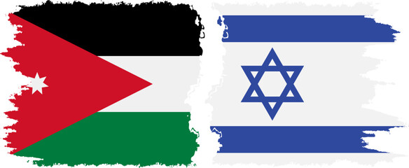 Israel and Jordan grunge flags connection vector