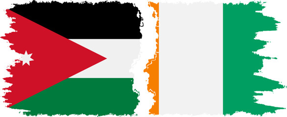 Ivory Coast and Jordan grunge flags connection vector
